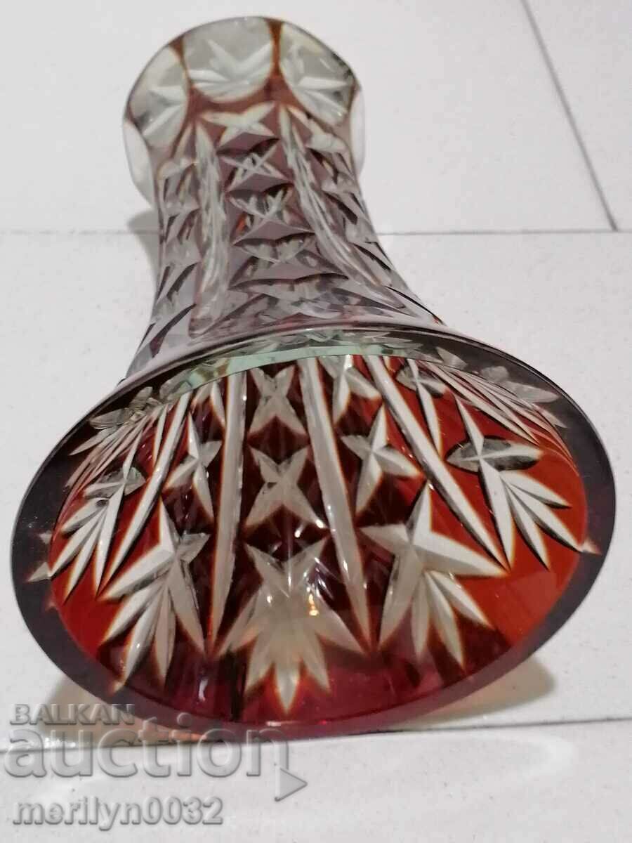 Bohemian crystal vase, glass, Czechoslovakia, USSR 20.5 cm high - 6 Bohemian crystal vase, glass, Czechoslovakia, USSR 20.5 cm high - 6