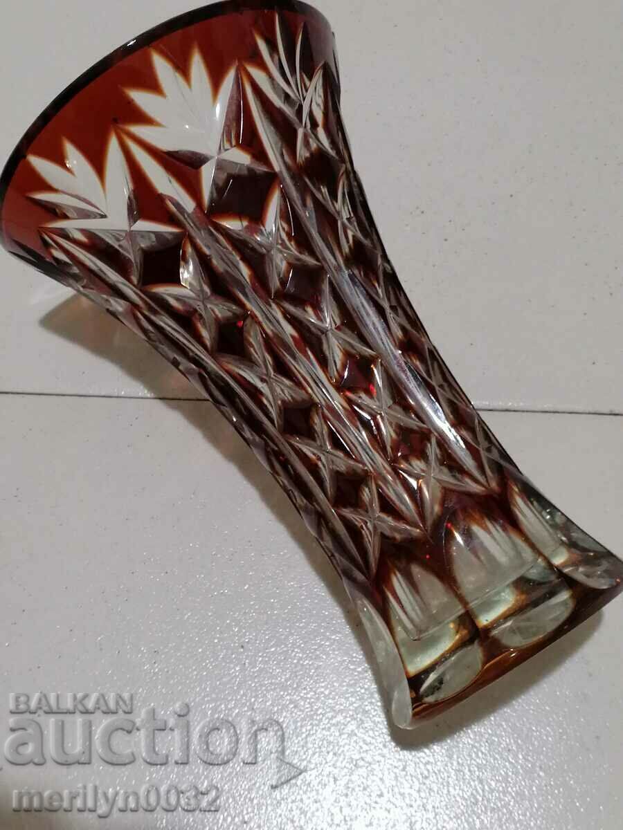 Bohemian crystal vase, glass, Czechoslovakia, USSR 20.5 cm high - 7 Bohemian crystal vase, glass, Czechoslovakia, USSR 20.5 cm high - 7