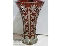 Bohemian crystal vase, glass, Czechoslovakia, USSR 20.5 cm high