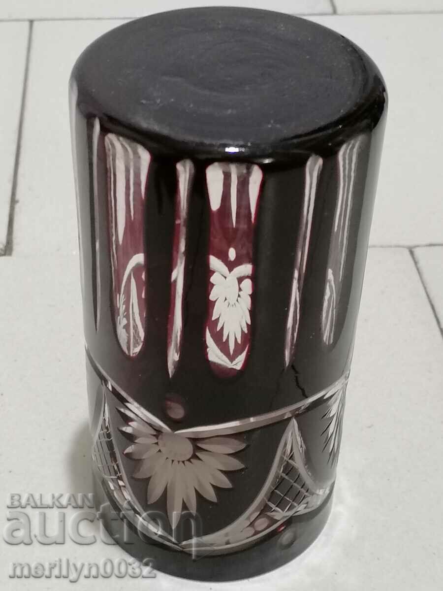 Vaza din cristal de Boemia, sticla, Cehoslovacia, URSS inaltime 20,5 cm - 5