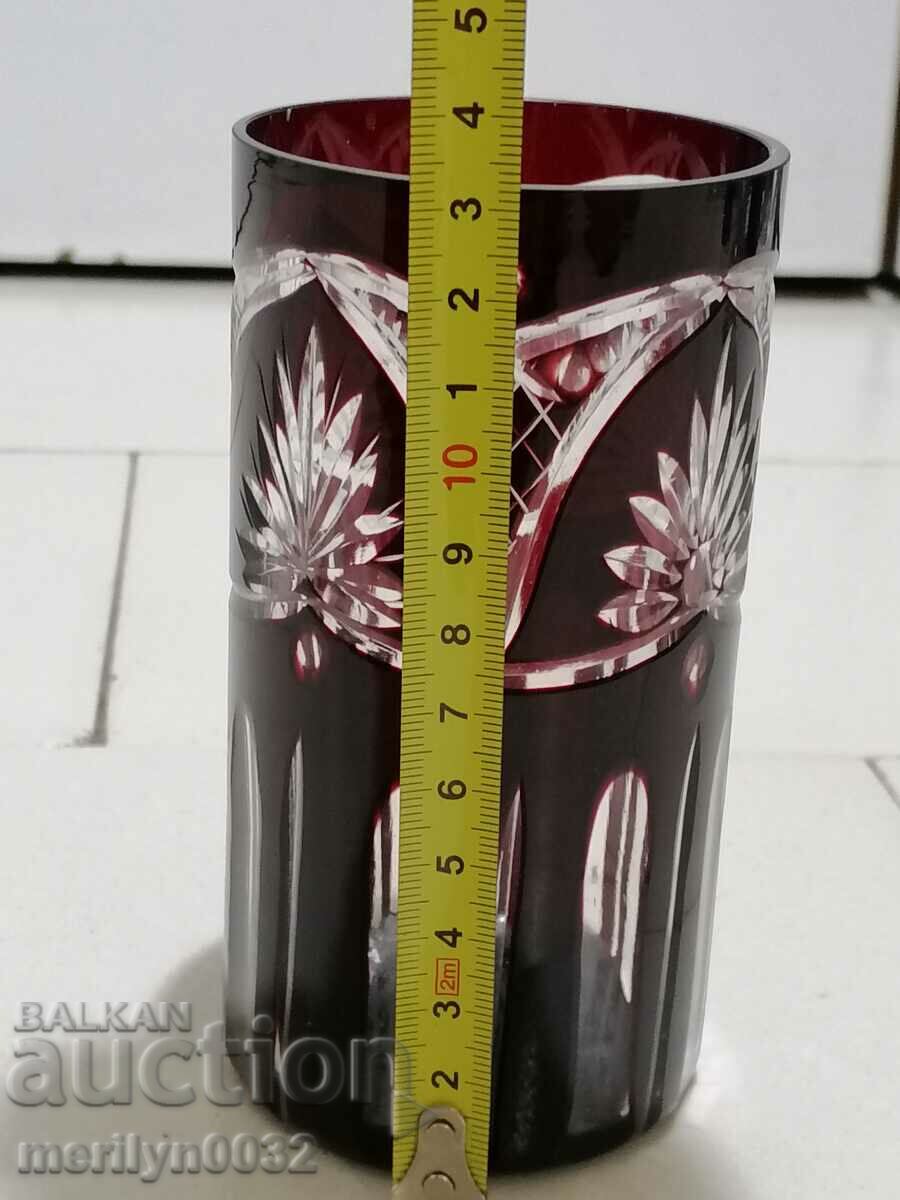 Vaza din cristal de Boemia, sticla, Cehoslovacia, URSS inaltime 20,5 cm - 6