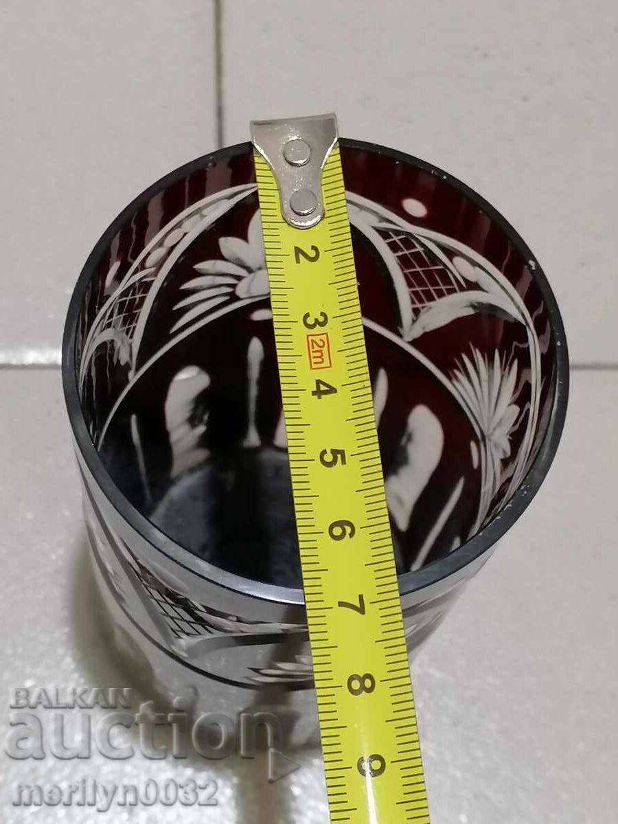 Vaza din cristal de Boemia, sticla, Cehoslovacia, URSS inaltime 20,5 cm - 7