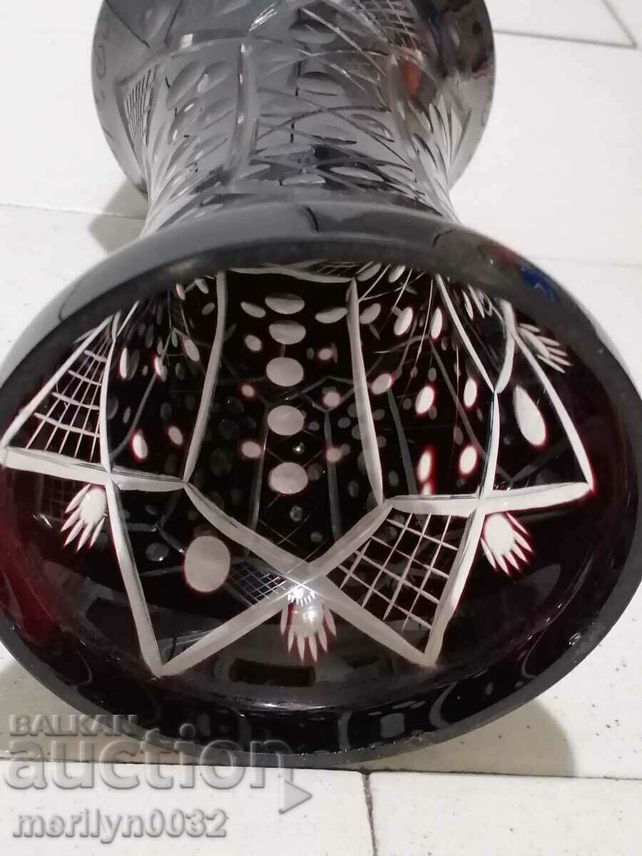 Bohemian crystal vase, glass, Czechoslovakia, USSR 23. 5 cm high with price 105.00 BGN | € 53.69 Bohemian crystal vase, glass, Czechoslovakia, USSR 23. 5 cm high with price 105.00 BGN | € 53.69