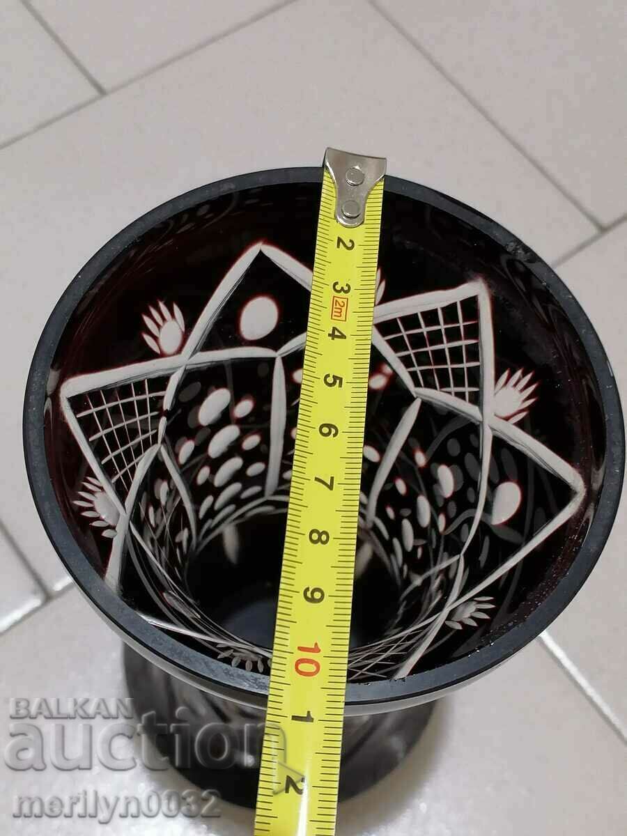 Bohemian crystal vase, glass, Czechoslovakia, USSR 23. 5 cm high - 5 Bohemian crystal vase, glass, Czechoslovakia, USSR 23. 5 cm high - 5