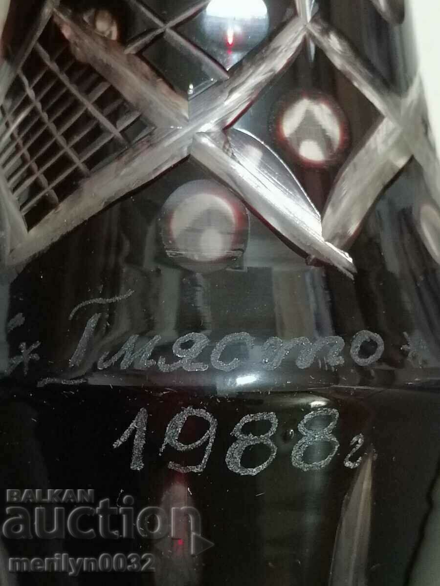 Bohemian crystal vase, glass, Czechoslovakia, USSR 23. 5 cm high - 6 Bohemian crystal vase, glass, Czechoslovakia, USSR 23. 5 cm high - 6