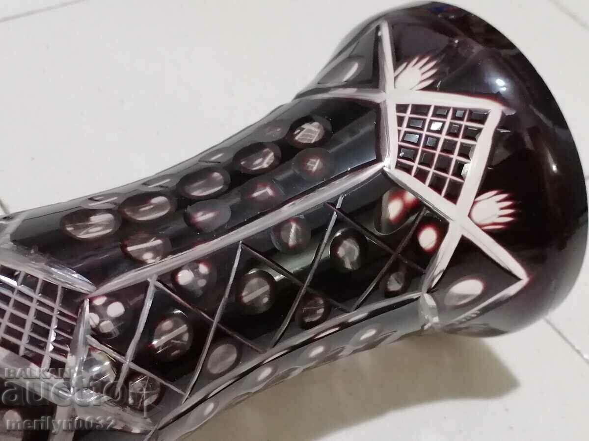 Bohemian crystal vase, glass, Czechoslovakia, USSR 23. 5 cm high - 7 Bohemian crystal vase, glass, Czechoslovakia, USSR 23. 5 cm high - 7