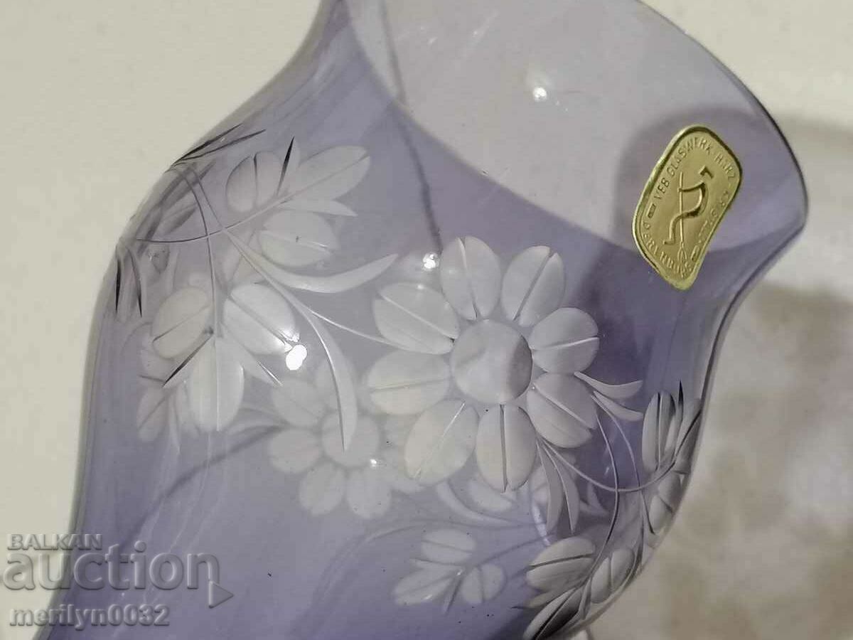 Vaza cristal GDR GDR DERENSBURG inaltime 20 cm - 5