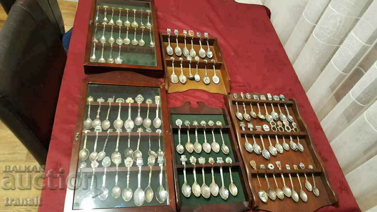 Collection spoons 92 pcs. From all over the world, silver-plated.
