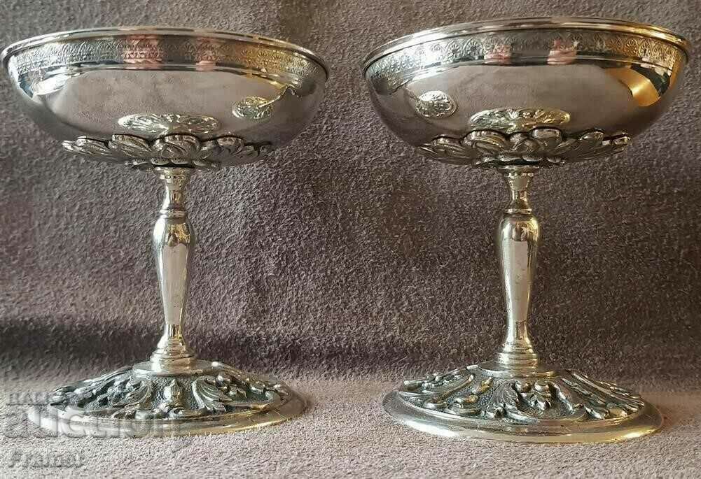 BEAUTIFUL Silver glasses with gilding for wine and champagne 19th century with price 1980.00 BGN | € 1012.36