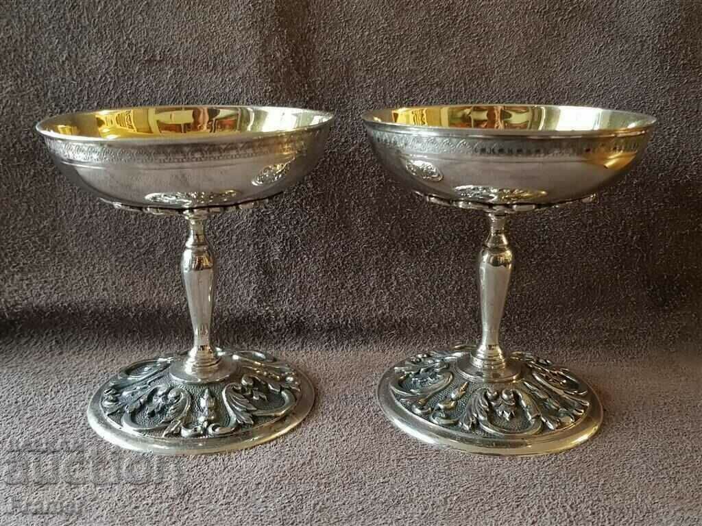 Auction  BEAUTIFUL Silver glasses with gilding for wine and champagne 19th century
