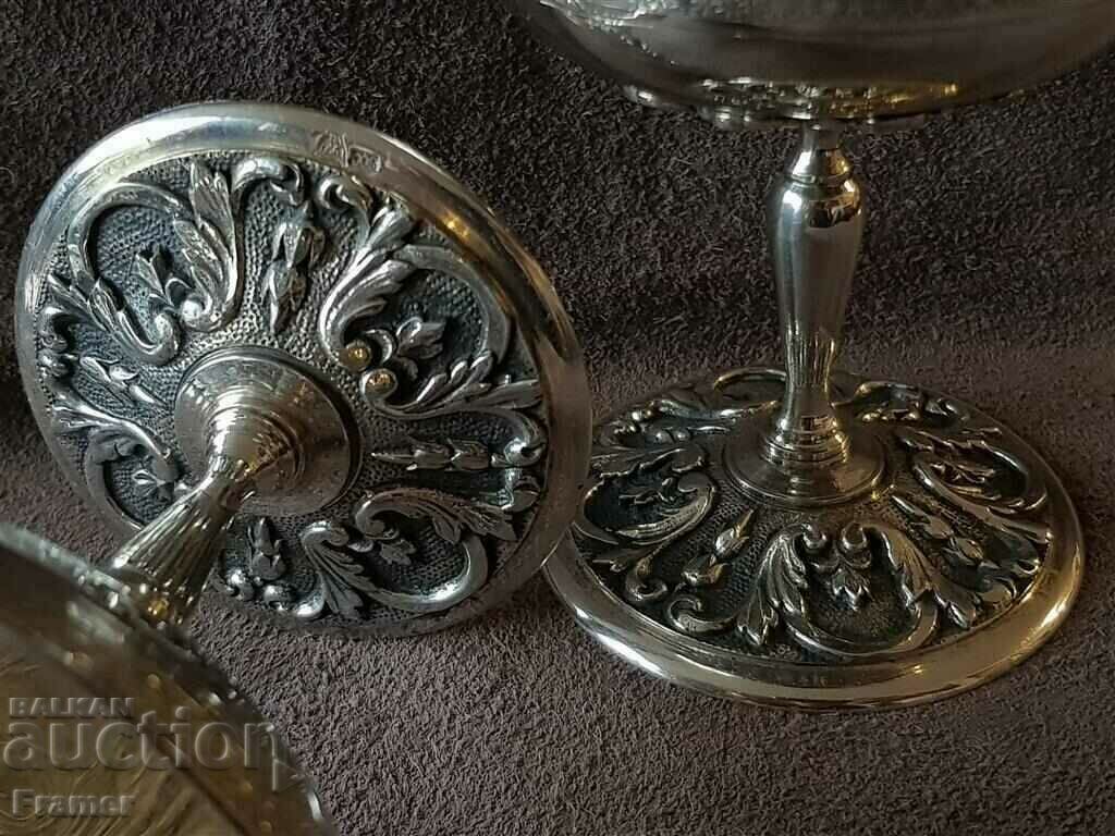 Delivery of BEAUTIFUL Silver glasses with gilding for wine and champagne 19th century