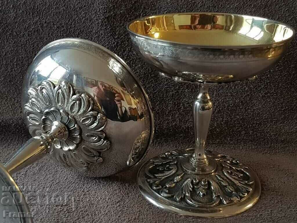 BEAUTIFUL Silver glasses with gilding for wine and champagne 19th century - 5