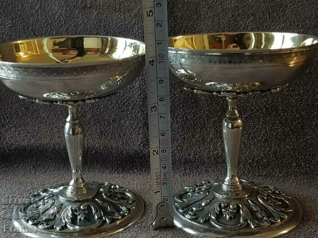 BEAUTIFUL Silver glasses with gilding for wine and champagne 19th century - 7