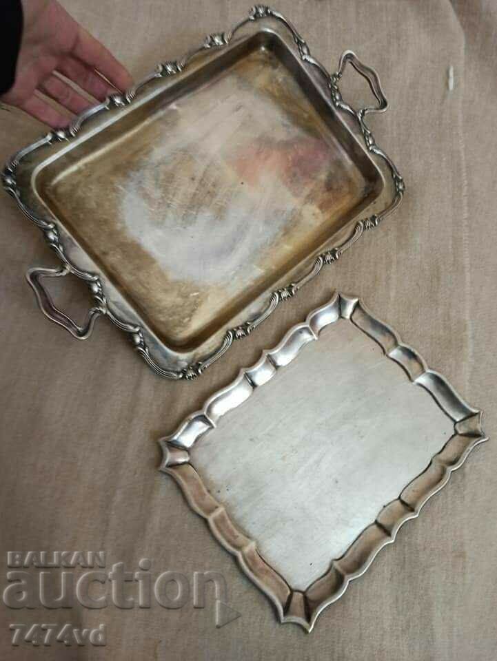 2 OLD SILVER TRAYS