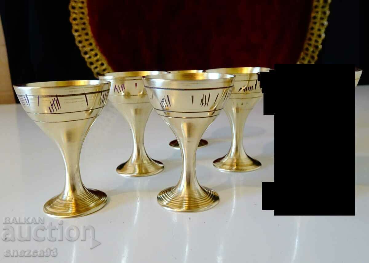 Χάλκινα ποτήρια για κονιάκ, σμάλτο κυττάρων. - 5