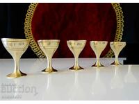 Бронзови чаши за ракия,клетъчен емайл.