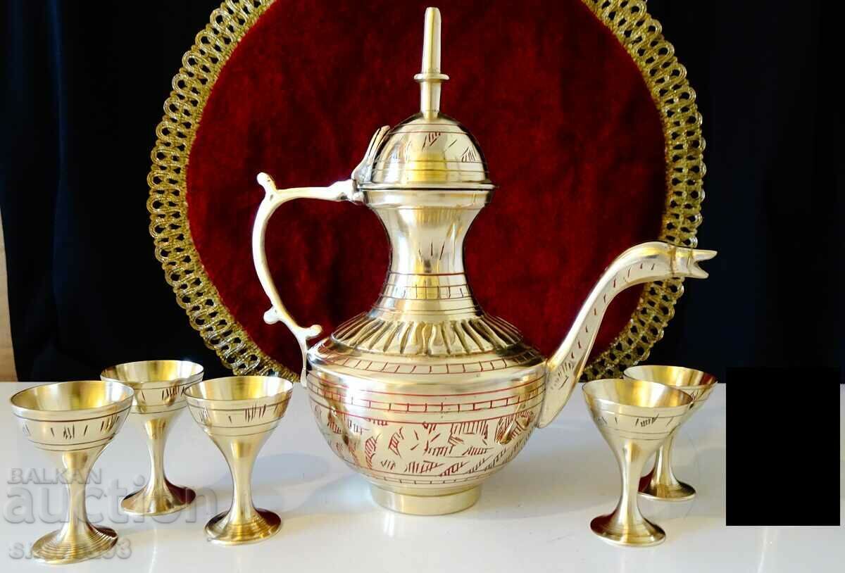 Delivery of Antique bronze brandy service, cellular enamel. Delivery of Antique bronze brandy service, cellular enamel.