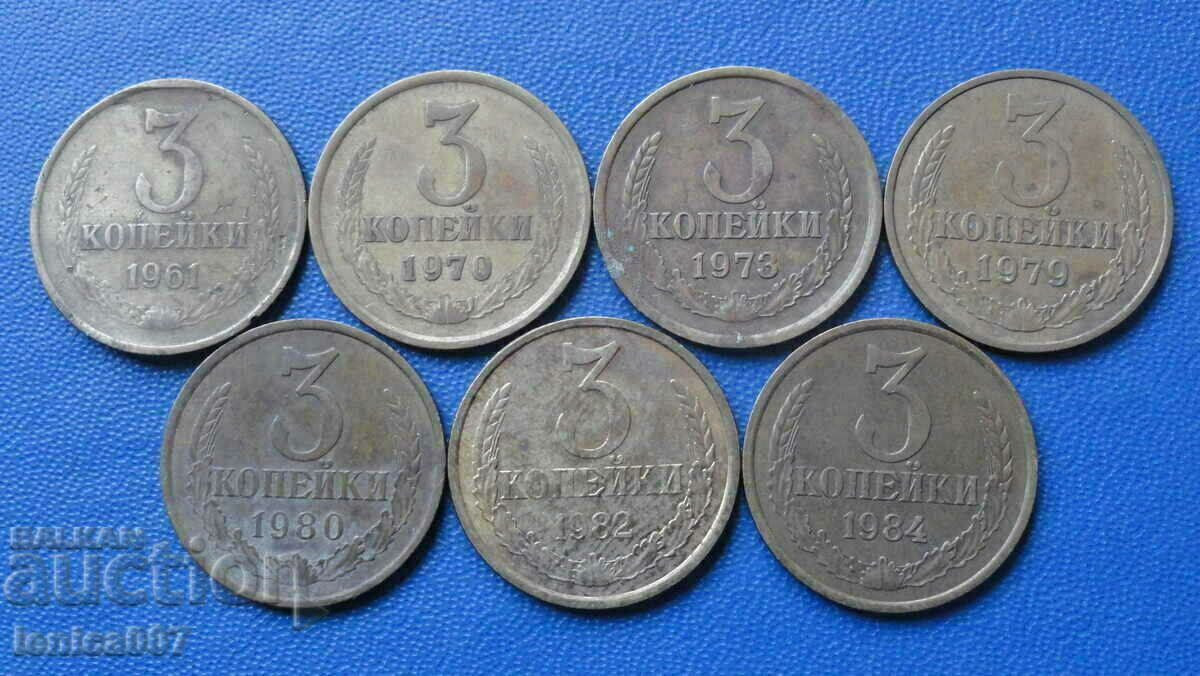 Rusia (URSS) - 3 copeici (7 bucăți)