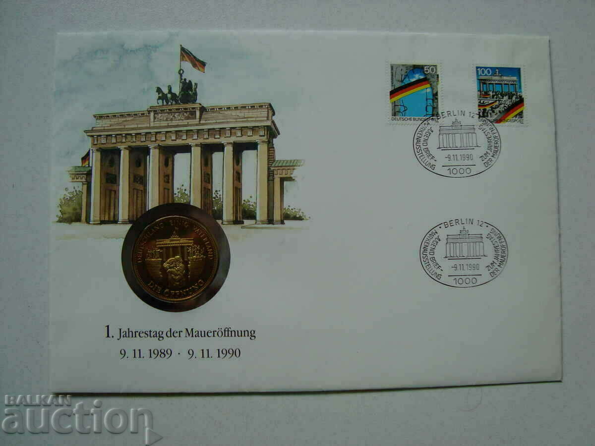 Голям Пощенски плик с Монета медал Германия FDC