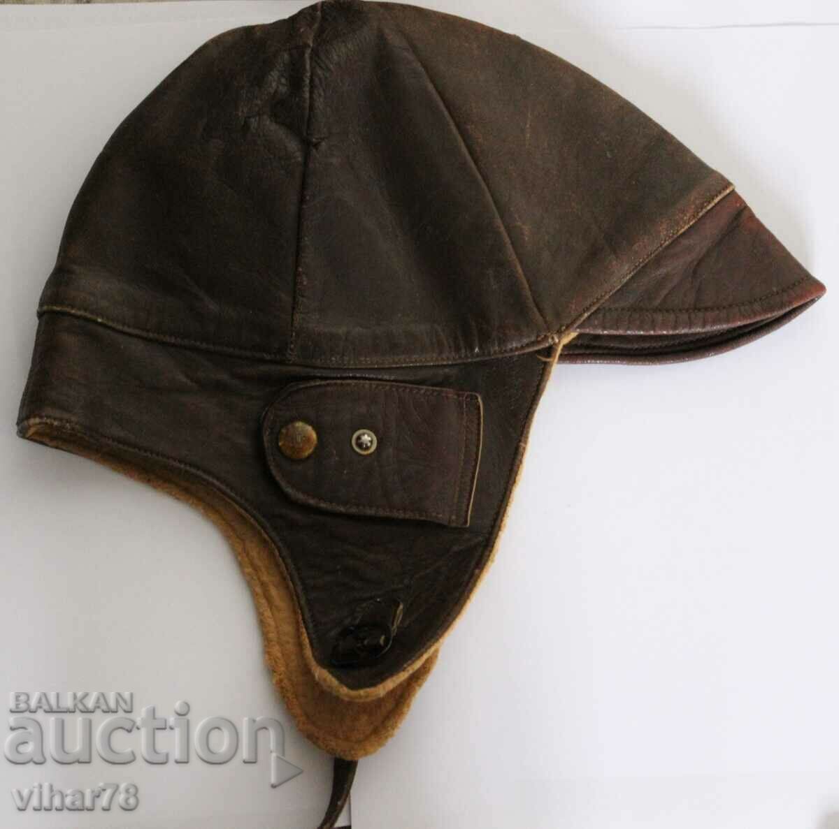 An old very rare leather pilot's hat - 5