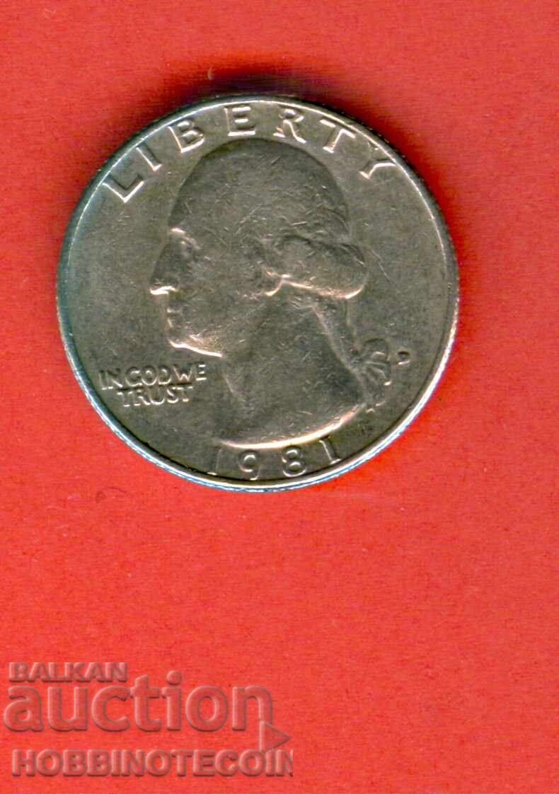 USA 25 cent issue - 1981 - D USA 25 cent issue - 1981 - D