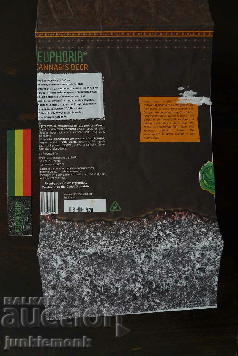 PACKAGING OF CZECH BEER WITH CANNABIS FLAVOR "EUPHORIA" !!! with price 0.30 BGN | € 0.15 PACKAGING OF CZECH BEER WITH CANNABIS FLAVOR "EUPHORIA" !!! with price 0.30 BGN | € 0.15