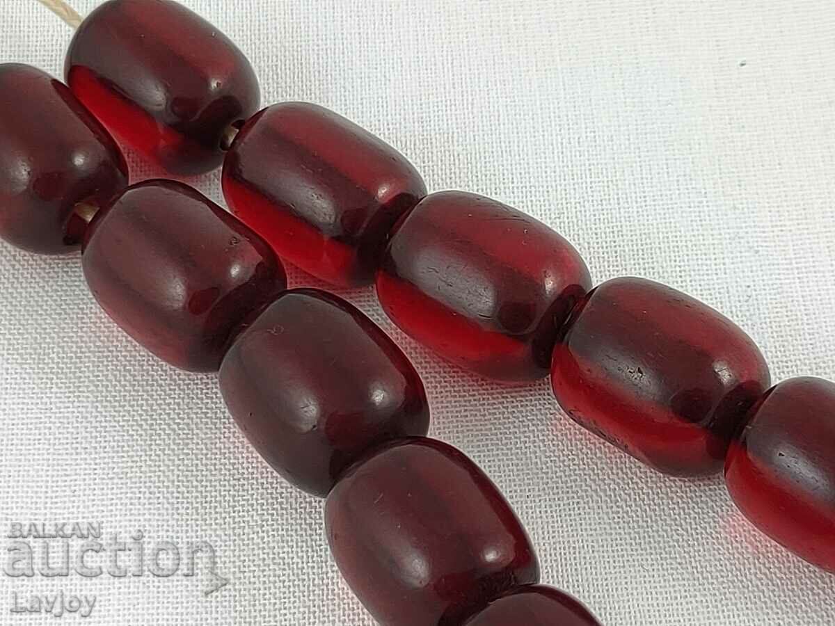 Auction  Rosary cherry red transparent amber