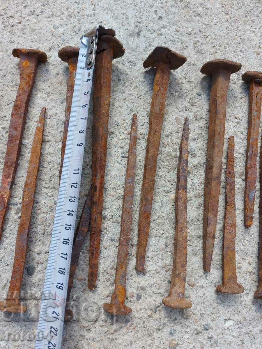 OLD HAND FORGED NAILS - 5 OLD HAND FORGED NAILS - 5