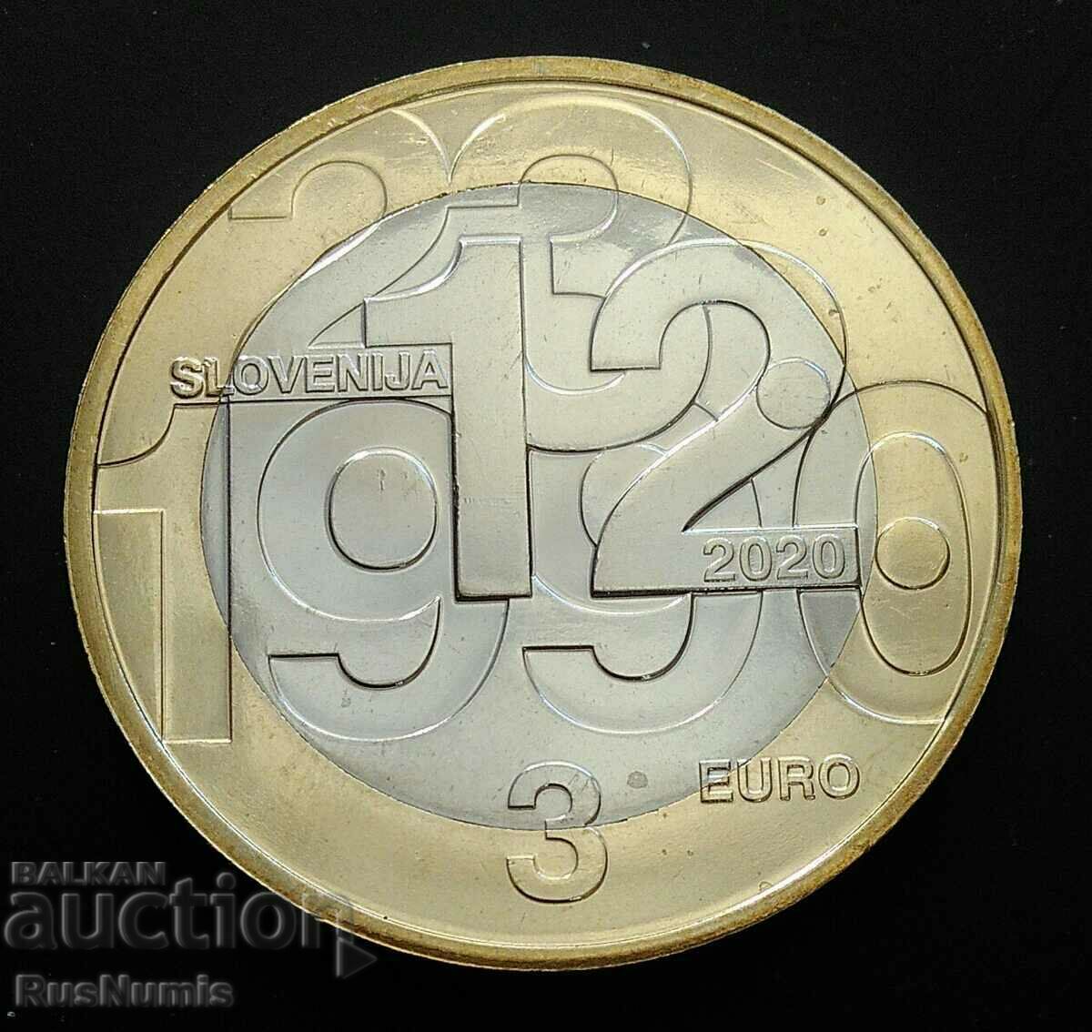 Словения. 3 евро 2020 г. Независимост. UNC.