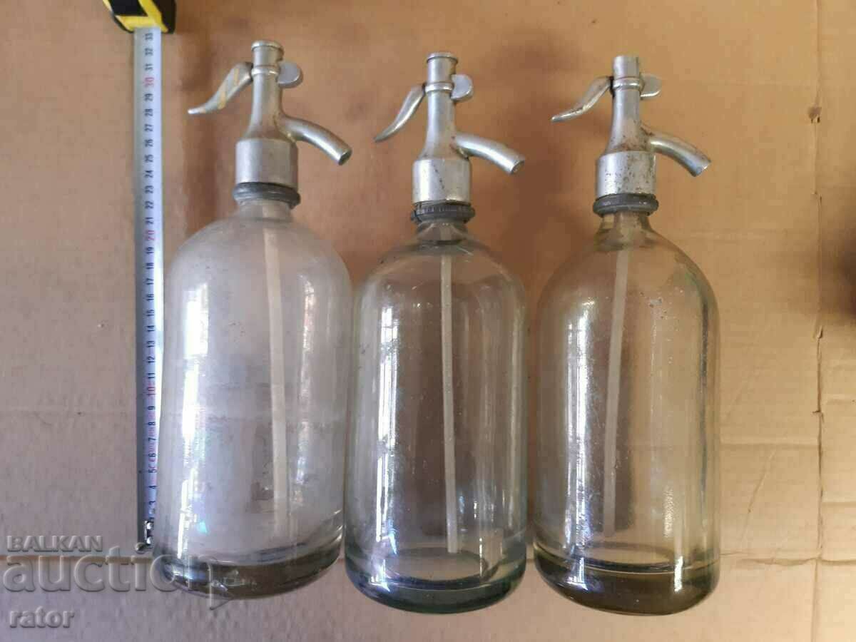 Old glass siphon for carbonated water - Ruse. Siphons - 3 pieces with price 26.01 BGN | € 13.30 Old glass siphon for carbonated water - Ruse. Siphons - 3 pieces with price 26.01 BGN | € 13.30