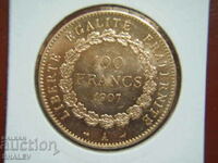 100 Francs 1907 A France (100 франка Франция) AU/Unc (злато)