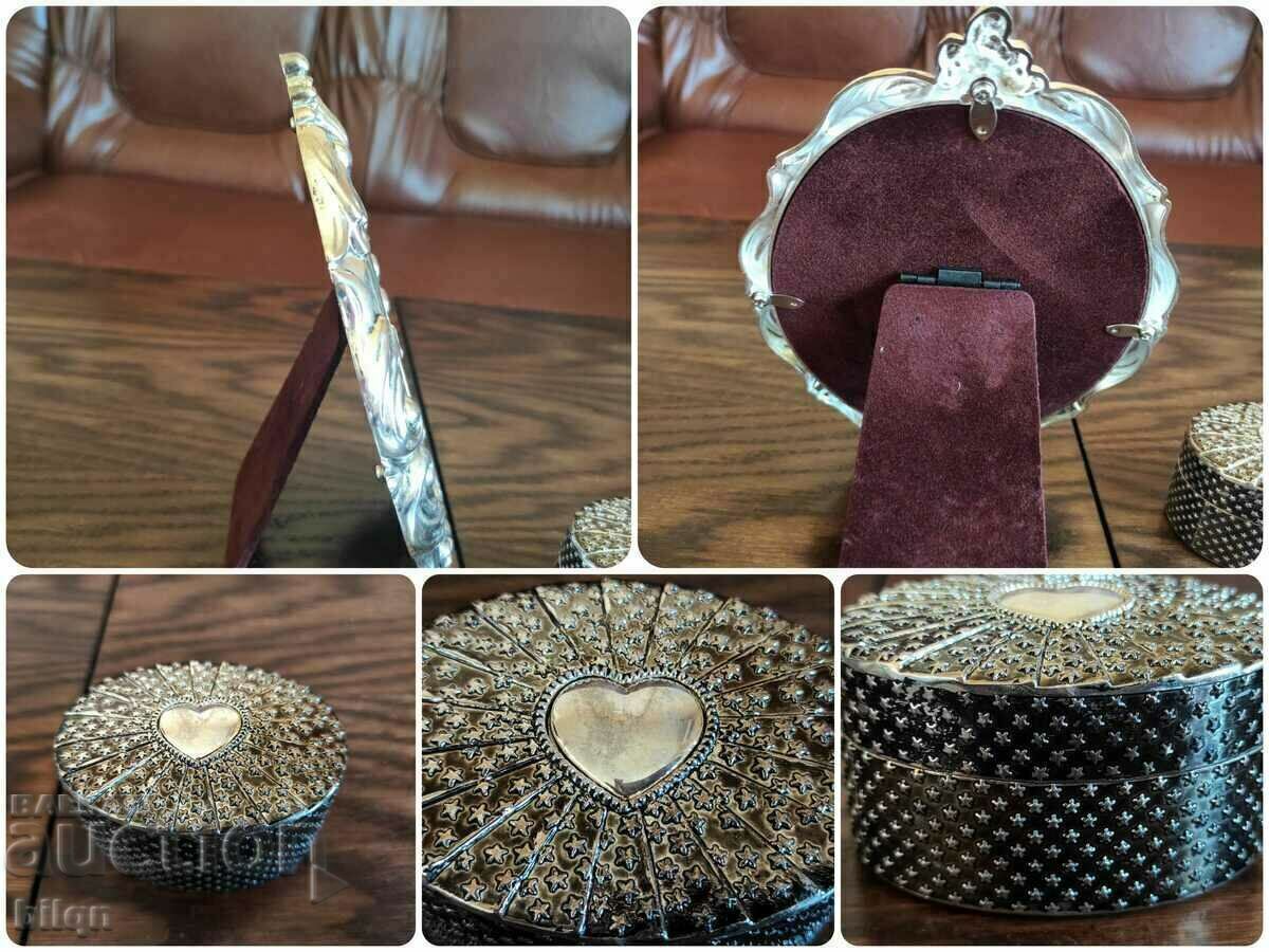 Beautiful Silver Plated Photo Frame Set And Jewelry Box - 5 Beautiful Silver Plated Photo Frame Set And Jewelry Box - 5