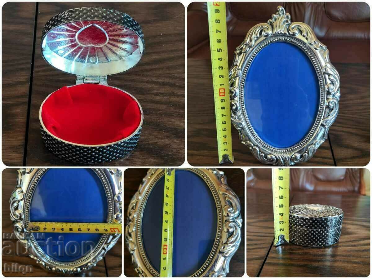 Beautiful Silver Plated Photo Frame Set And Jewelry Box - 6 Beautiful Silver Plated Photo Frame Set And Jewelry Box - 6