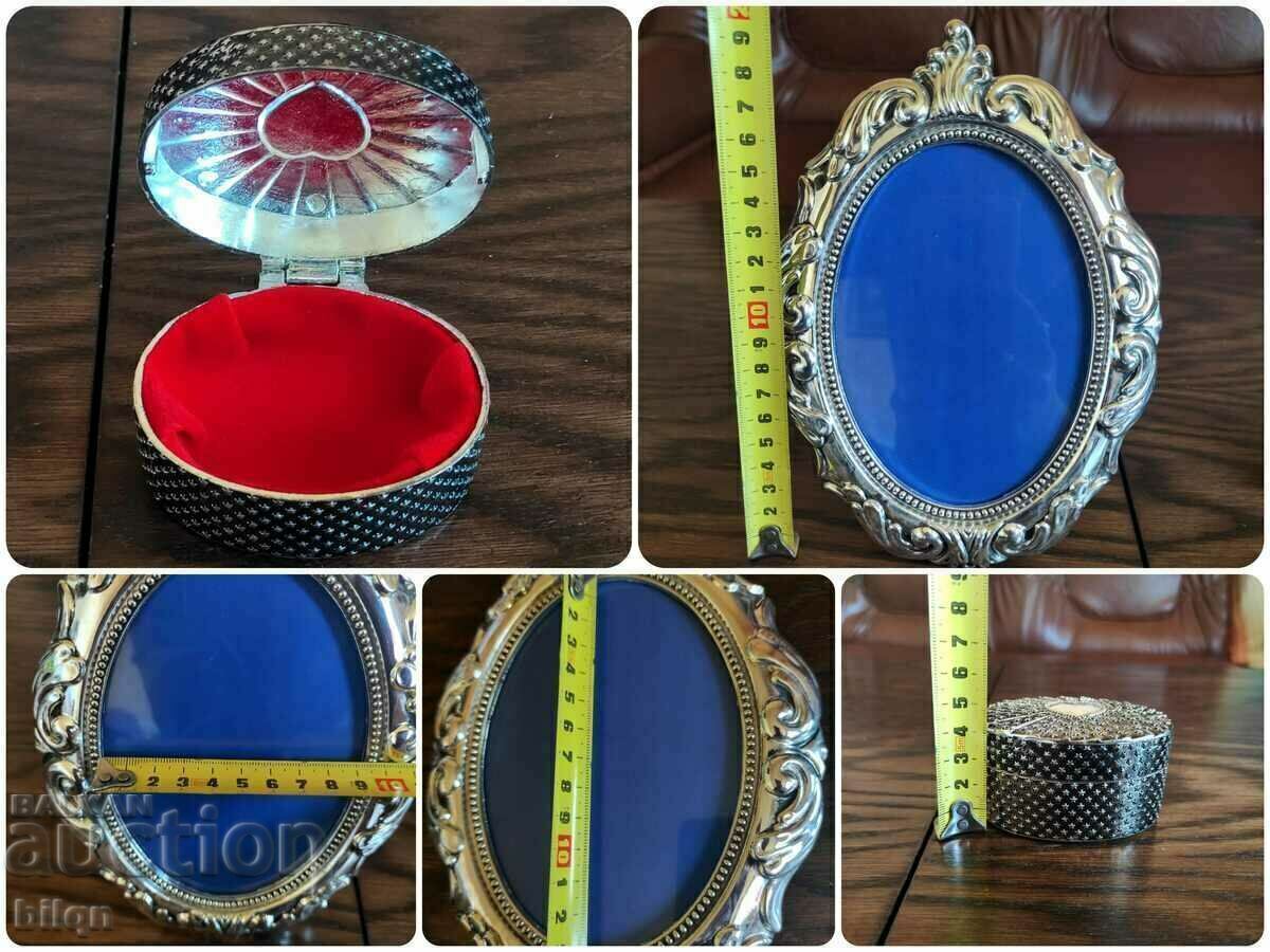 Красив Посребрен Комплект Рамка За Снимка И Кутия За Бижута - 6