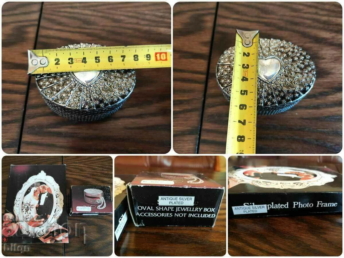Beautiful Silver Plated Photo Frame Set And Jewelry Box - 7 Beautiful Silver Plated Photo Frame Set And Jewelry Box - 7