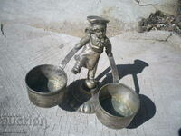 OLD BRONZE SILVERED FIGURE STATUTE COOK