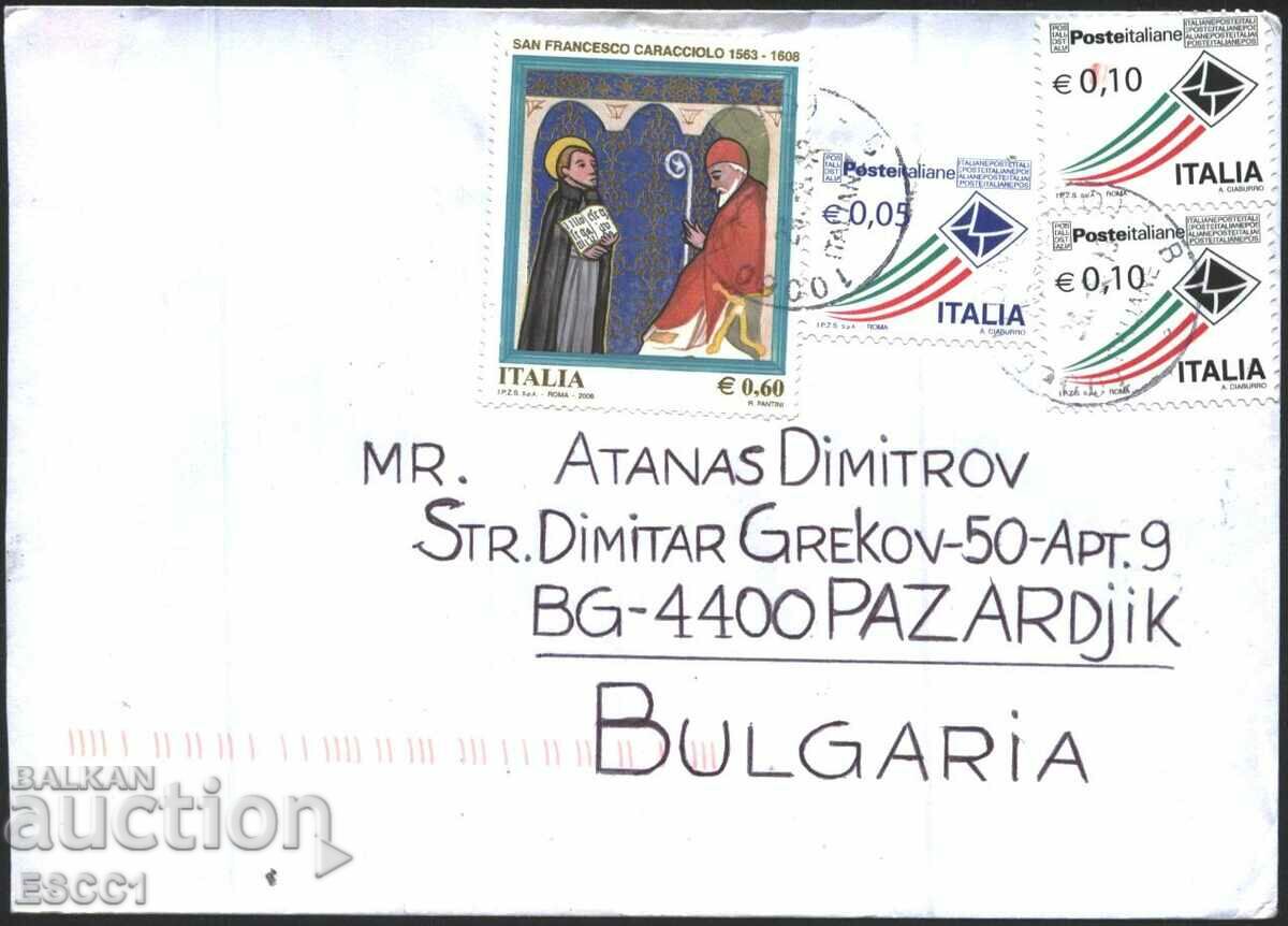 Пътувал плик с марки Свети Франсис Карачоло 2008 от Италия