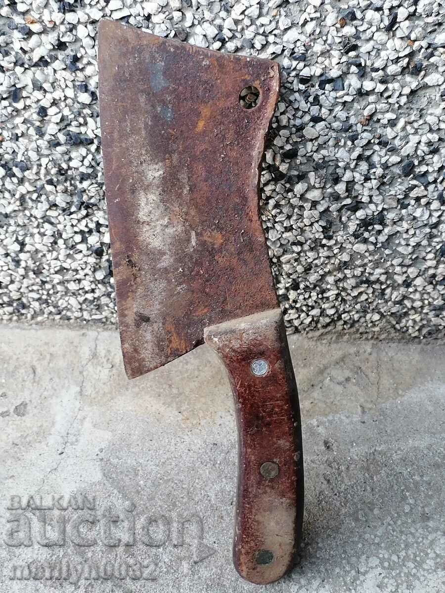Old forged chopper, ax, ax, knife blade