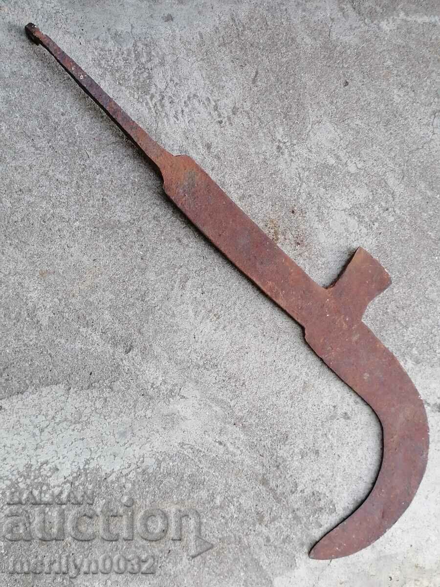 Old handmade knife, wrought iron - 6