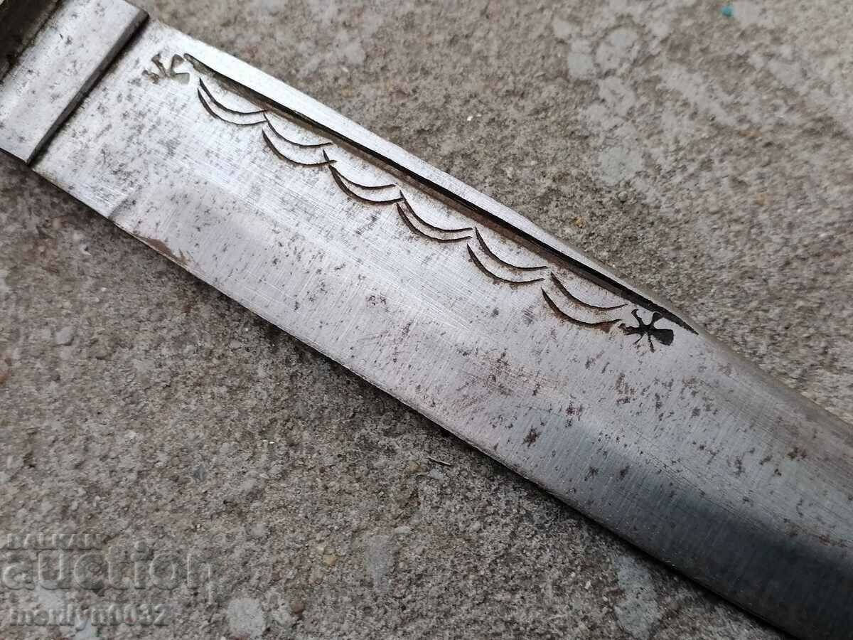 Old butcher knife with doodle engravings, knife blade with price 44.00 BGN | € 22.50 Old butcher knife with doodle engravings, knife blade with price 44.00 BGN | € 22.50