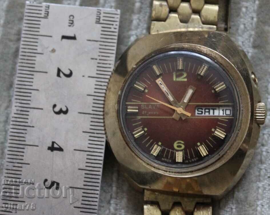 MEN'S AUTOMATIC GOLD WATCH SLAVA-SLAVA - 5 MEN'S AUTOMATIC GOLD WATCH SLAVA-SLAVA - 5