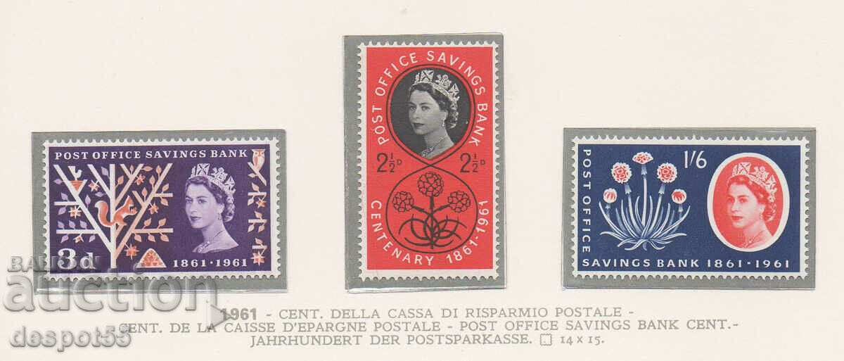 1961. Great Britain. 100 years of the Postal Savings Bank.