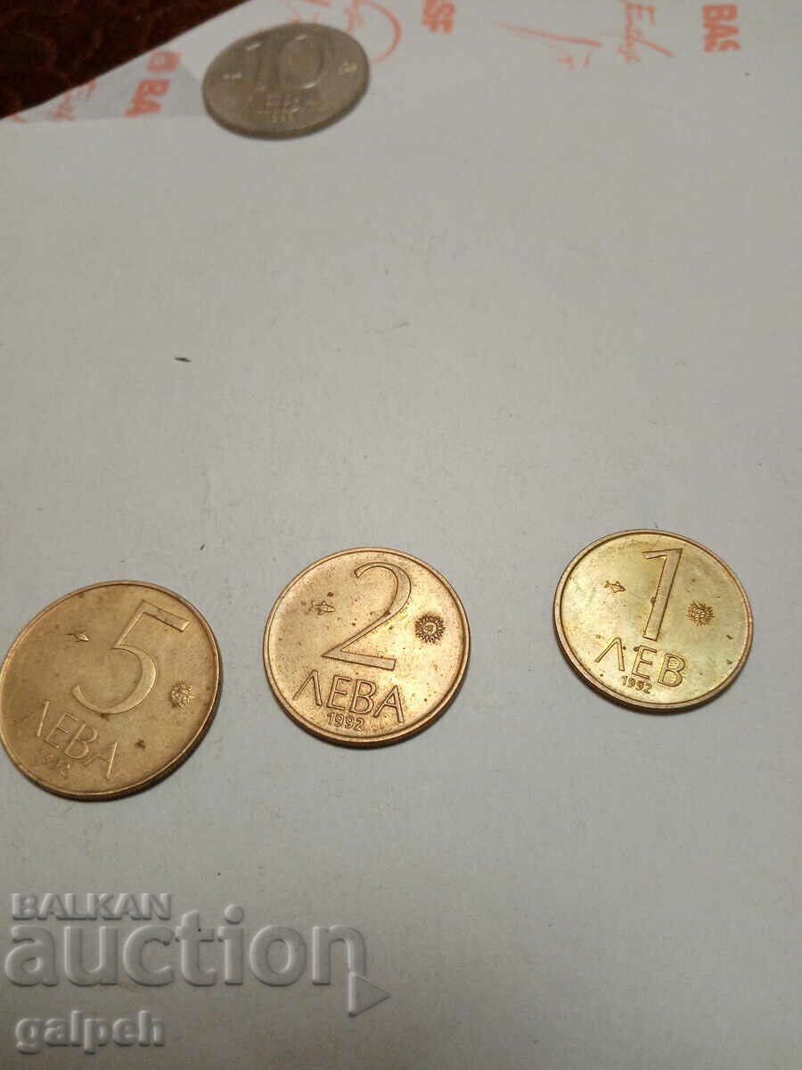 BULGARIA - COINS - 1,2, 5,10 BGN - 1992 - 4 pieces. - BGN 2 - 6