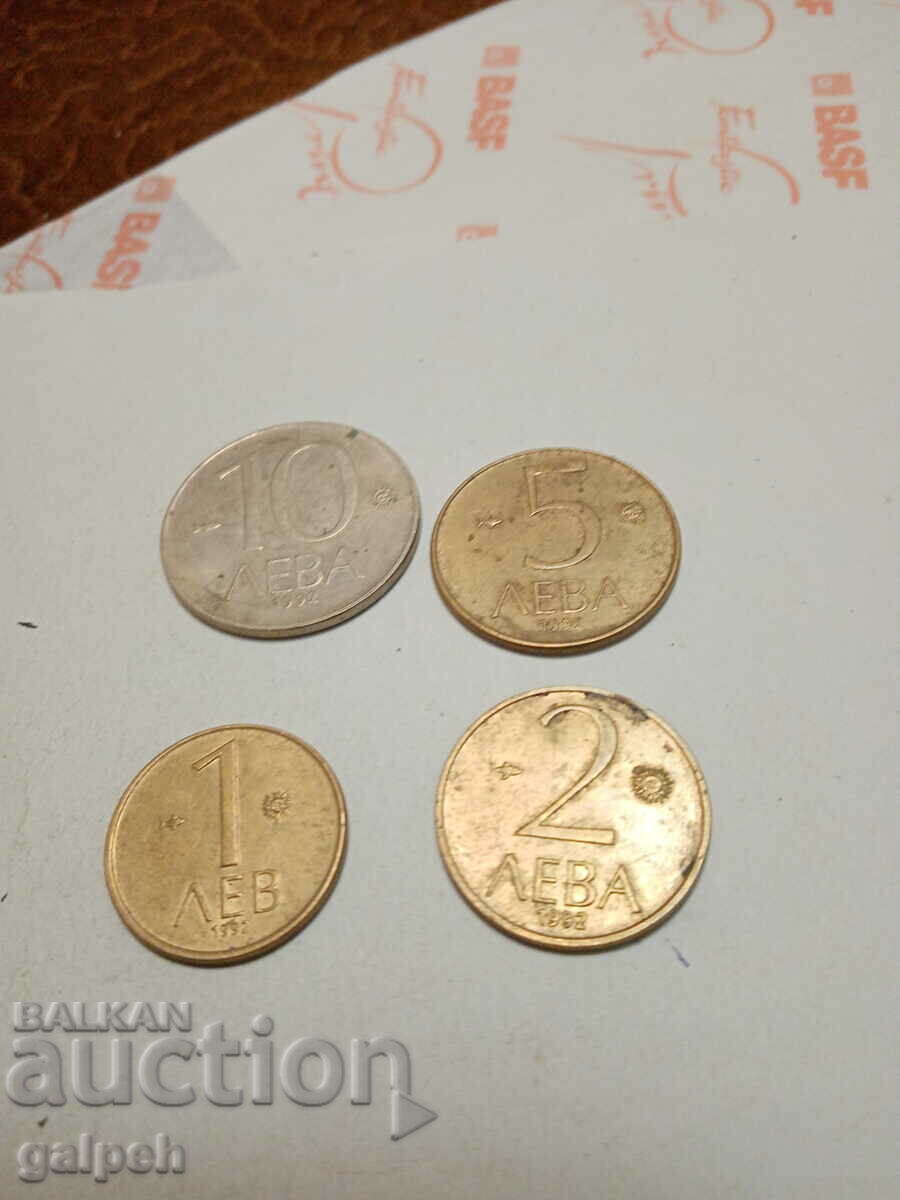BULGARIA - COINS - 1,2, 5,10 BGN - 1992 - 4 pieces. - BGN 2