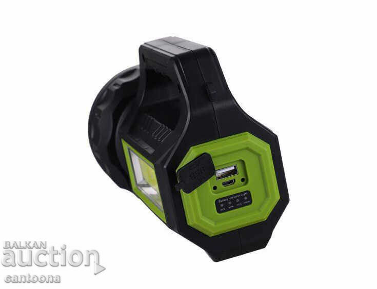 Delivery of Powerful security flashlight with solar panel and USB output, T95