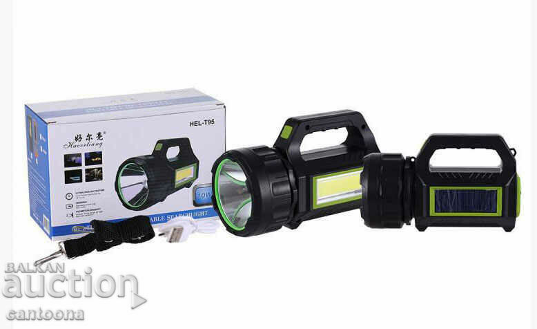 Powerful security flashlight with solar panel and USB output, T95 - 5