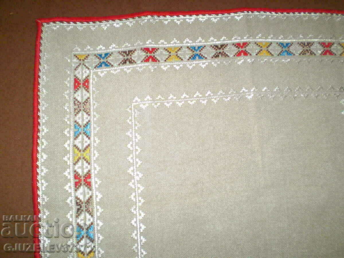 Hand embroidered linen tablecloth with price 20.00 BGN | € 10.23 Hand embroidered linen tablecloth with price 20.00 BGN | € 10.23
