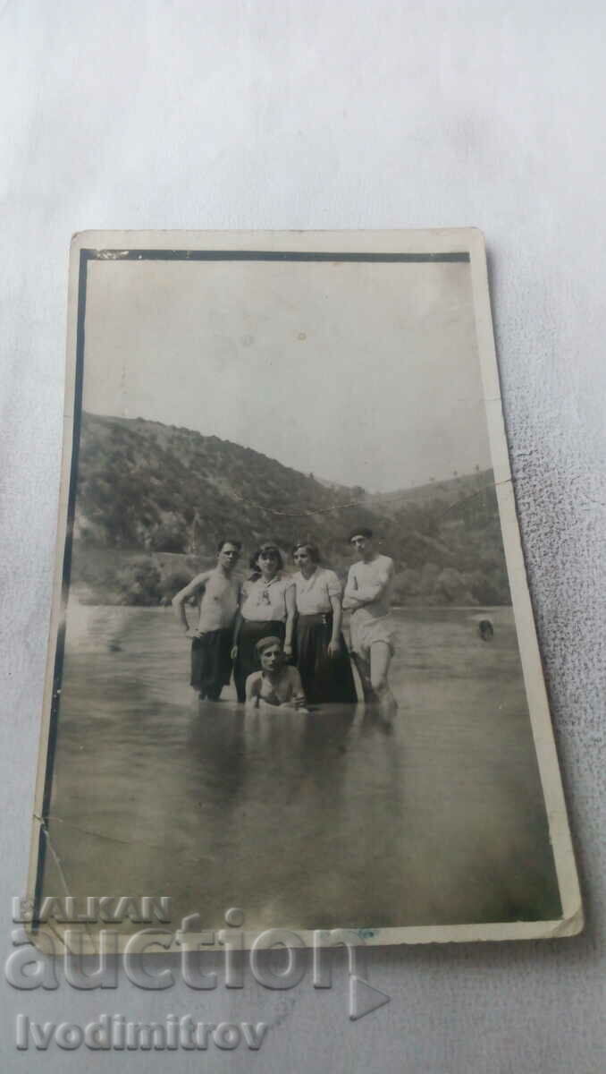 Photo of the village of Lukovo Men and women in the Iskar River 1931