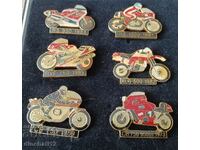 Set of 6 badges. Motors motor. Auto Moto