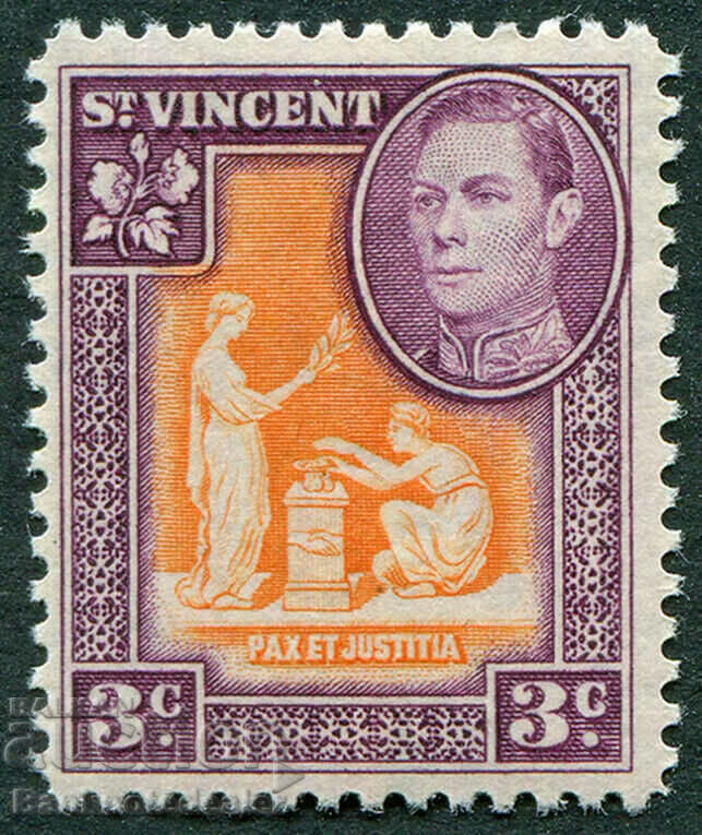 Sf. Vincent 3 d SG166a 1938-47 KGVI MLH